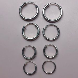 Sterling silver minimal hoop huggie earrings